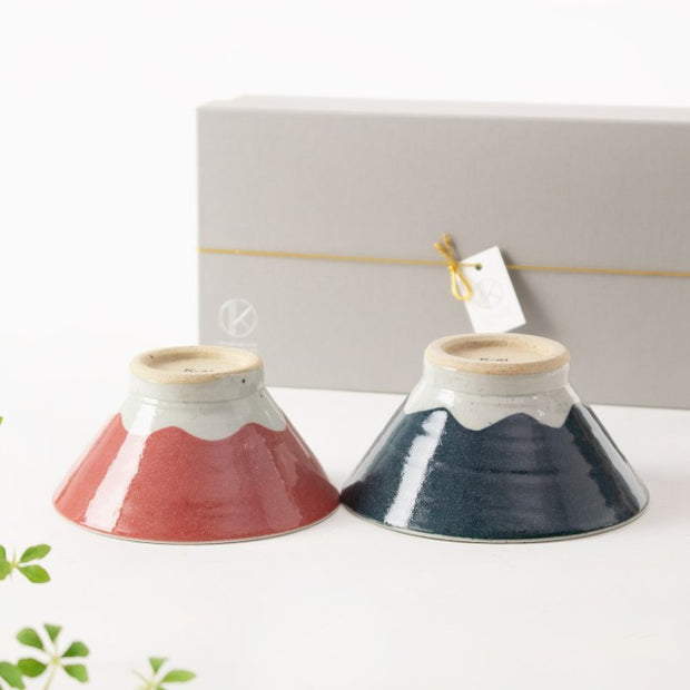 Ceramic Mt. Fuji Rice Bowl Gift Pair