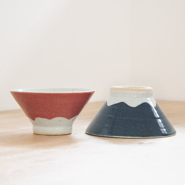 Ceramic Mt. Fuji Rice Bowl Gift Pair