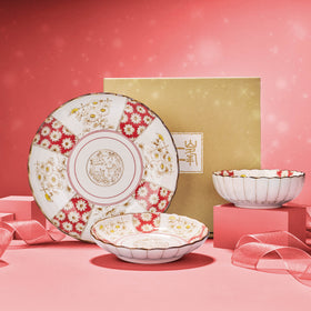 Elegant Japanese Chrysanthemum Tableware (3-Piece Set)