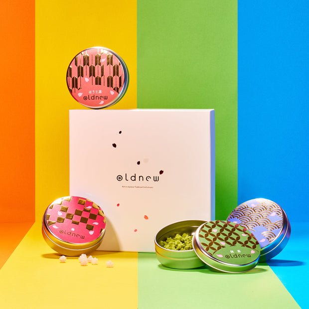 Japanese Konpeito Candy Gift Box (4 Canisters, 4 Flavors)