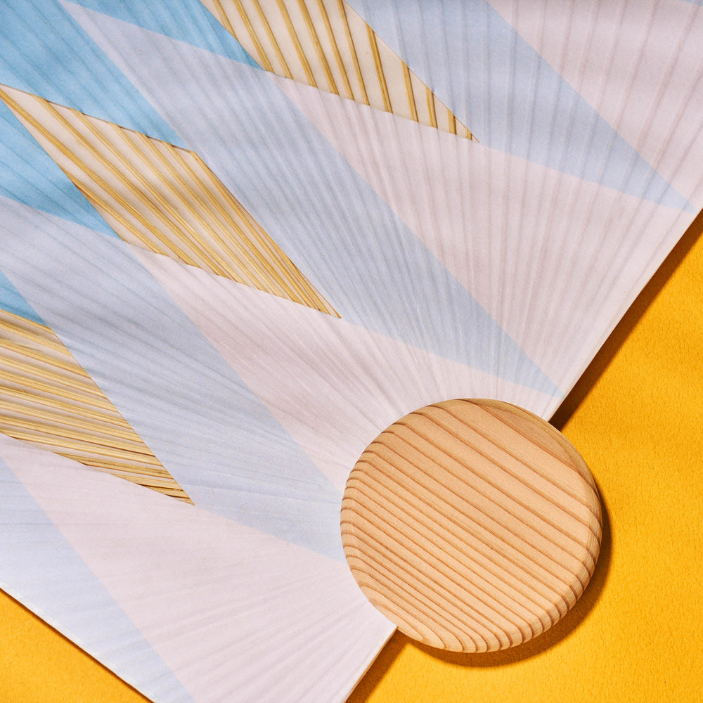 Geometric Line Ribbon Fan Geometric Japanese Fan