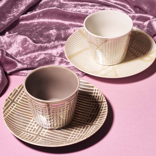 SYOJI Pearl-glazed Plate and Cup Set
