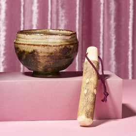 Ceramic & Wood Mortar and Pestle Set