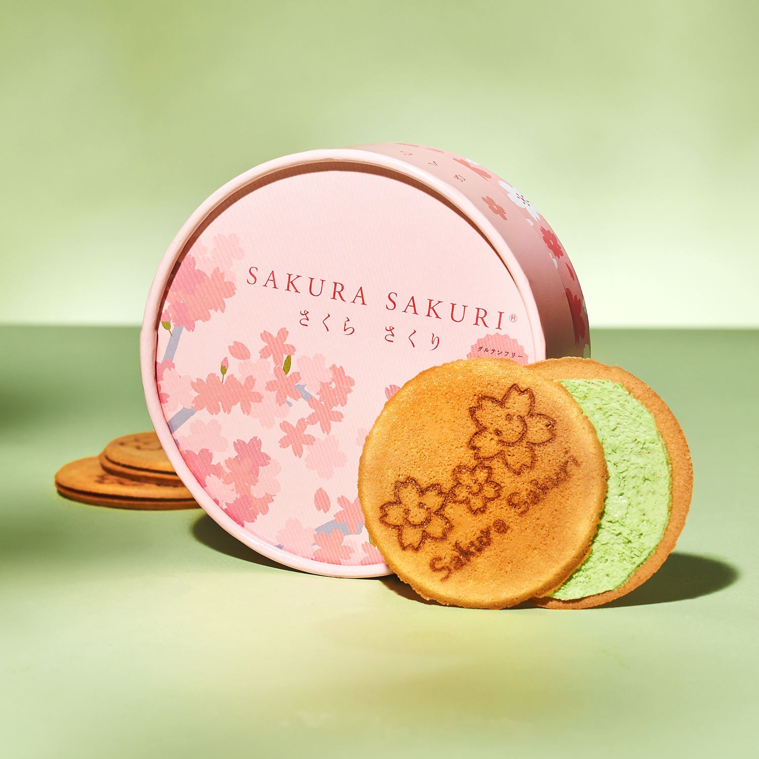 食器 Saku-suke Gluten-Free Sakura Matcha Gaufrettes (5 Pieces) | Bokksu Boutique