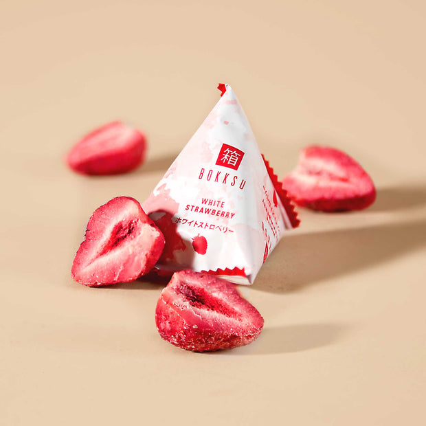 Bokksu White Strawberry unwrapped